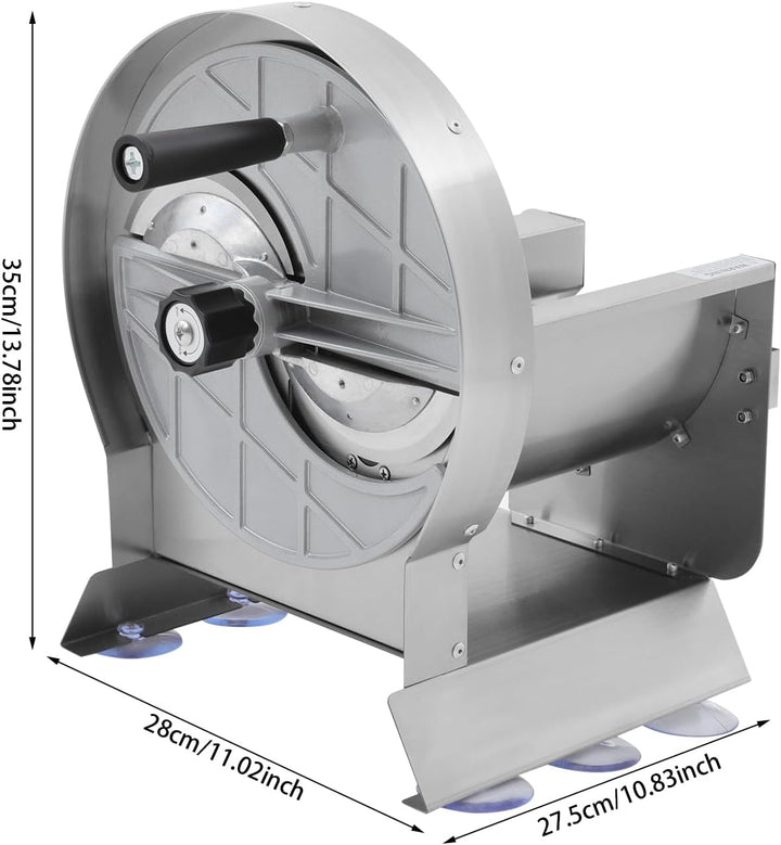 Gemüseschneidemaschine Tischgerät, Manuell Edelstahl-Schneidegerät mit 6 Saugnäpfen Ø 1-10 mm, Schni