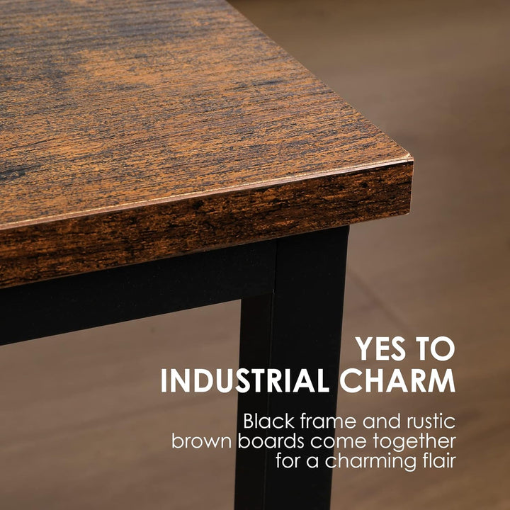 VOWNER Couchtisch, Wohnzimmertisch, Couchtisch mit Stahlgestell und Ablagen, Industrie-Design, Skand