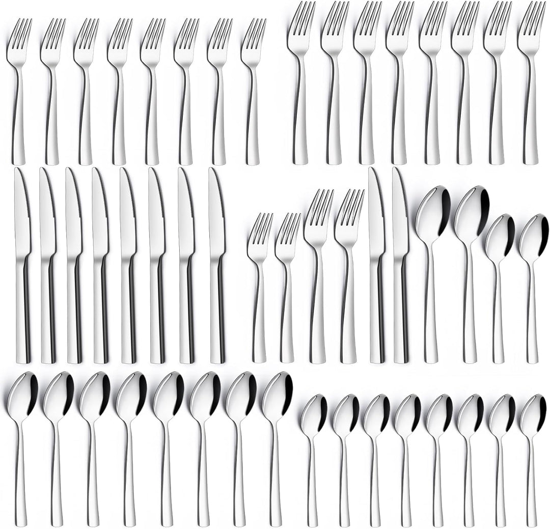 Besteck Set 12 Personen, 60 teilig Edelstahl Besteckset, Essbesteck Set mit Messer Gabel Löffel, Ede
