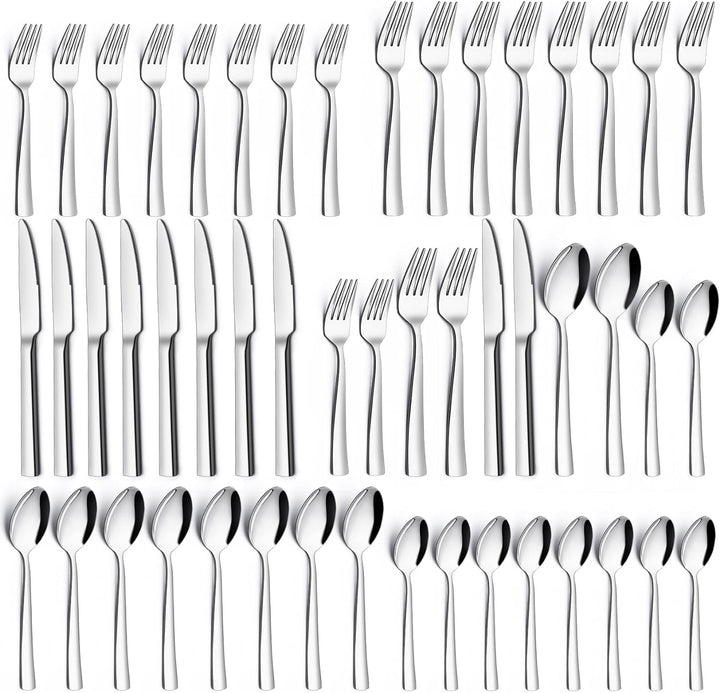 Besteck Set 12 Personen, 60 teilig Edelstahl Besteckset, Essbesteck Set mit Messer Gabel Löffel, Ede