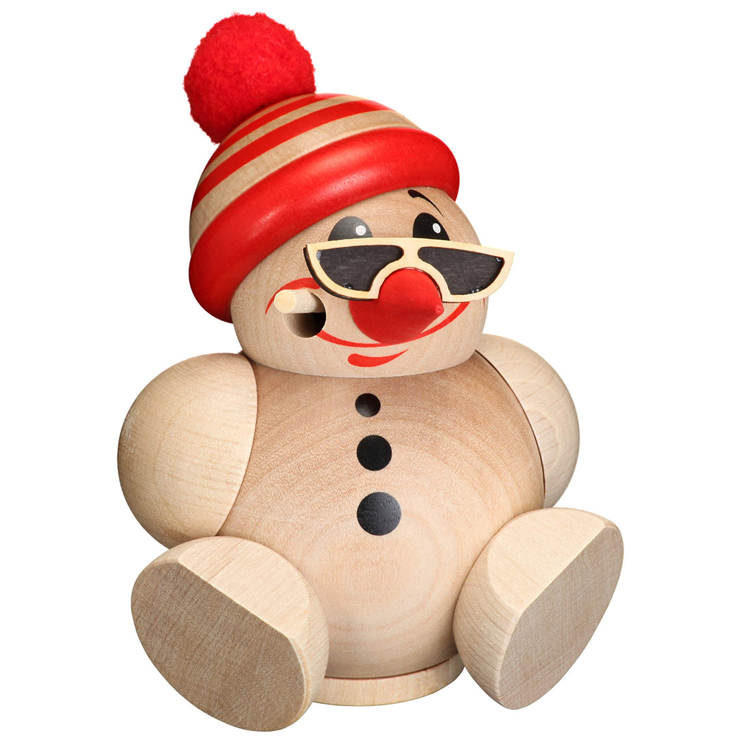 Seiffener Volkskunst | Deko Räuchermännchen | Cool-Man Räuchermann 10 cm | Schneemann | Original Erz