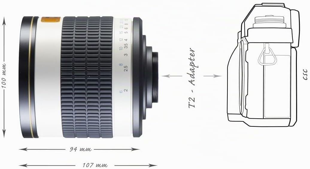 Walimex Pro 500mm 1:6,3 DSLR Spiegel-Teleobjektiv für T2 Objektivbajonett weiss (manueller Fokus, fü