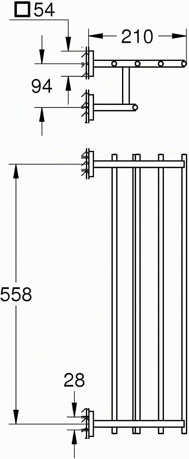 GROHE Start Cube - Multi- Handtuchhalter (Stichmass: 558 mm, verdeckte Befestigung, Material: Metall