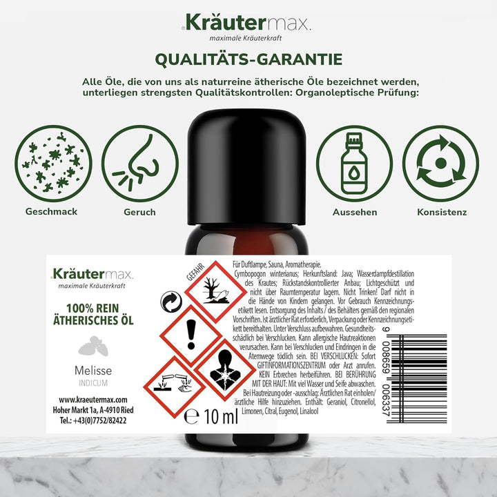 Melisse ätherisches Öl | Melisse Öl für Diffuser, Sauna und mehr | Raumduft Melisse | Naturreines ät