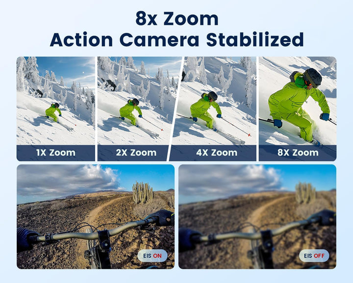 Camlance Action Cam Wasserdicht 4K60FPS mit 64GB Karte,131FT Unterwasserkamera 8X Zoom,WiFi Helmkame