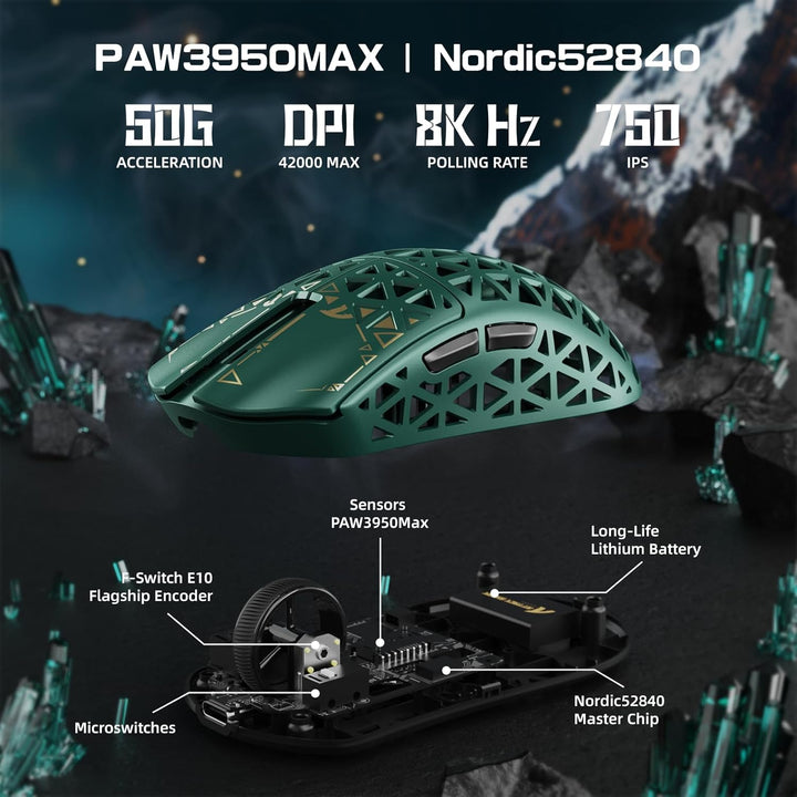 ATTACK SHARK R5 Ultra Carbonfaser HyperSpeed Kabellose Gaming-Maus, 39g ultraleichte Maus, 2,4G/BT/U