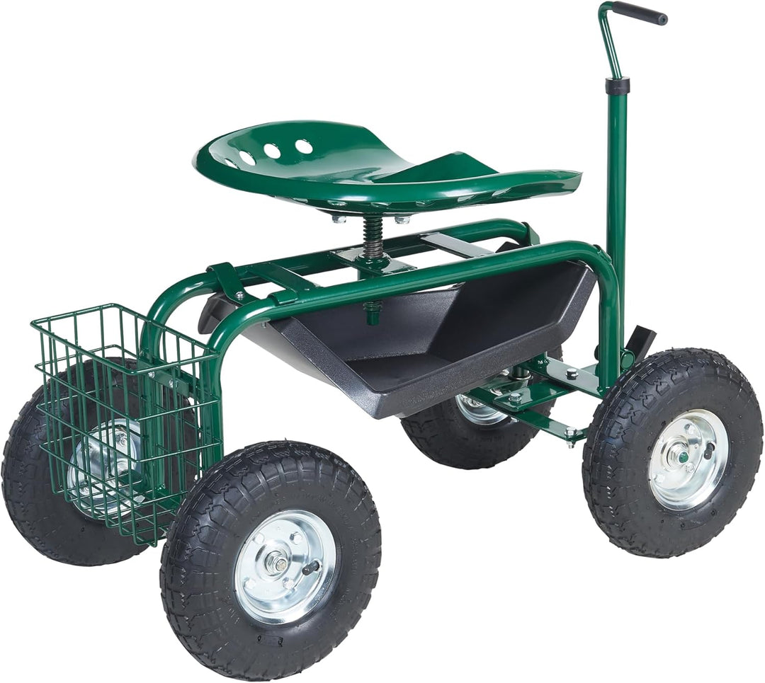 pro.tec Garten Rollsitz Casarano Gartensitz mit Rollen 81 x 45 cm verstellbar Rollhocker für Garten