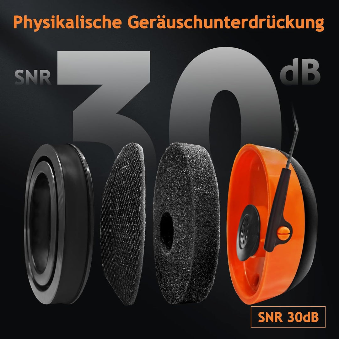 037 Gehörschutz mit Bluetooth, BT 5.3-Technologie Kopfhörer mit Eingebautem Mikrofon und Lärmreduzie