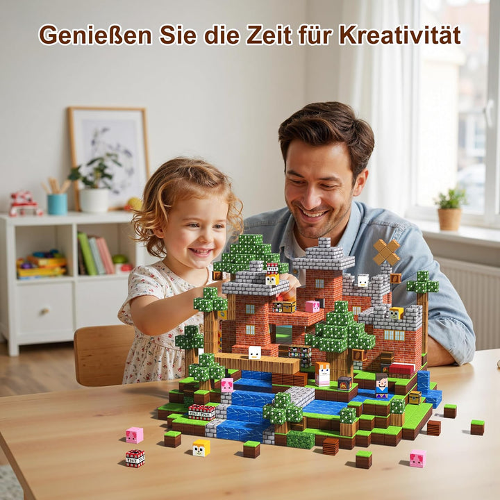 Magnetbausteine 150 Stück, 3D Pixel Magnetische Fliesen, STEM Bildendes Bauspielzeug, Sichere Glatte