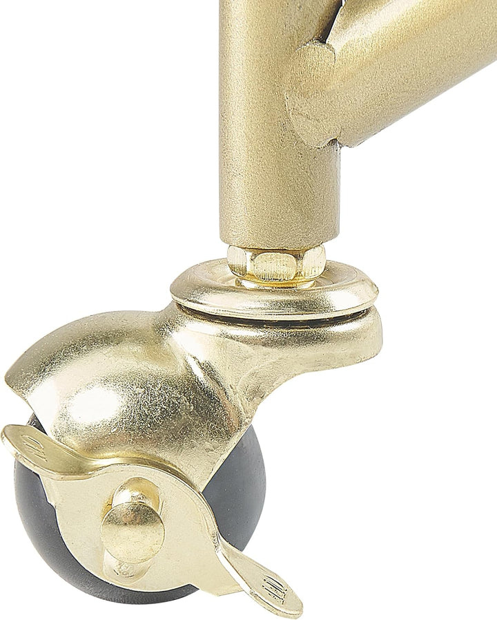 Beliani Servierwagen Glasplatte transparent/Gold mit Rollen glamourös Kerry