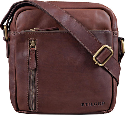 STILORD 'Benno' Leder Umhängetasche Herren klein für iPad 9,7' braun Vintage Herrentasche Messenger