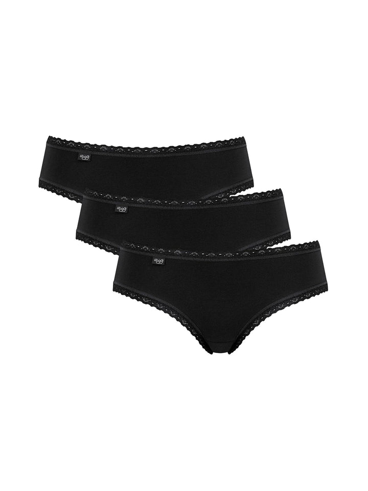 sloggi Damen 24/7 Cotton Lace Hipster C3P Briefs 44 Schwarz, 44 Schwarz