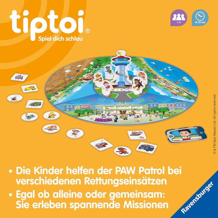 Ravensburger 00202 tiptoi Spiel - PAW Patrol Rettungseinsatz - Lernspiel ab 4 Jahren, lehrreiches Ki