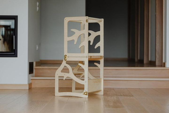 Weco Montessori Kinder Lernturm 2 in 1 Baum Design Tritthocker FSC Zertifikat Schreibtisch Montessor