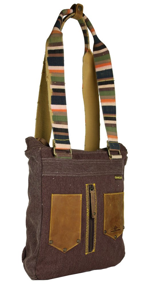 Greenland Shopper/Damen - Tasche XL braun Canvas/Büffelleder-Kombination