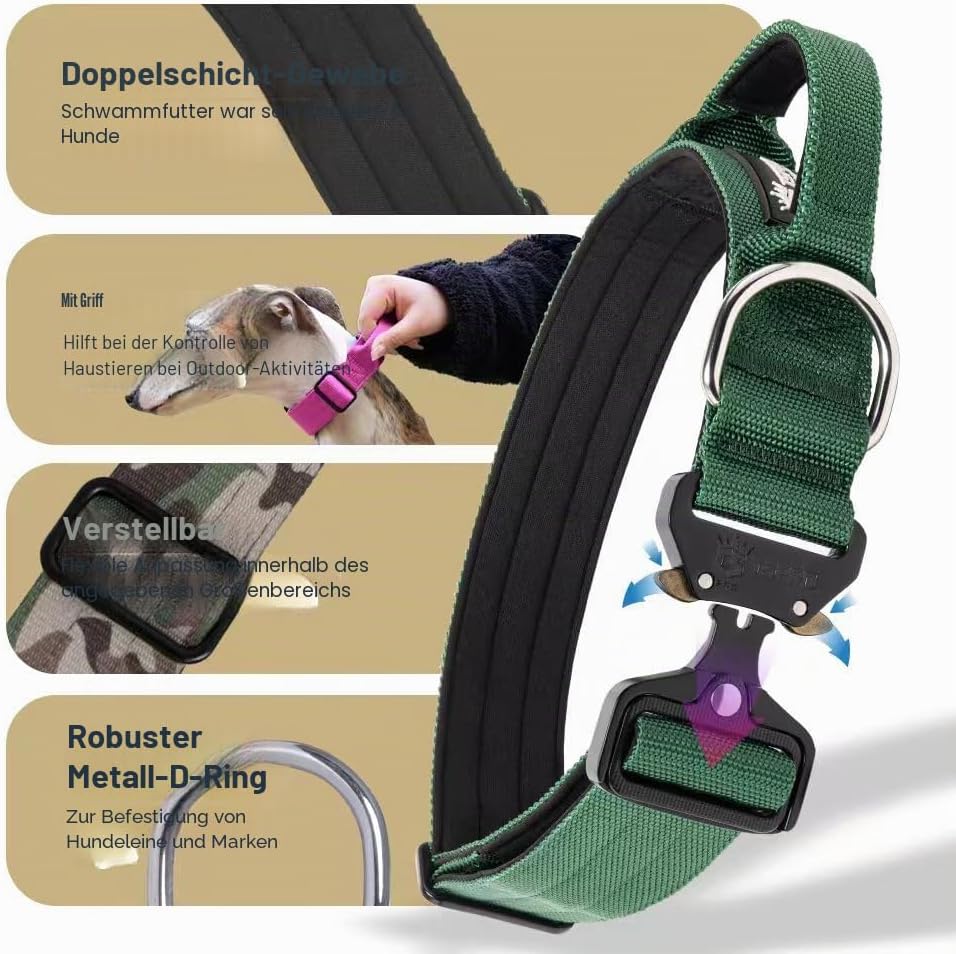 TSPRO Premium Hundehalsband mit Griff Dickes Verstellbares Hundehalsband Schwere Ausführung Schnellv