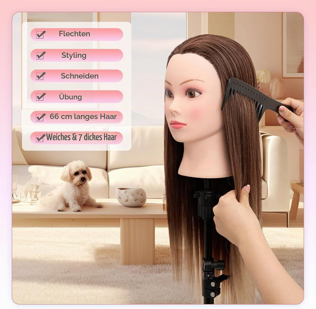 Neverland Frisierkopf Friseur Echthaar Übungskopf Friseurkopf Trainingsköpfe für Kinder (26” Ombre B