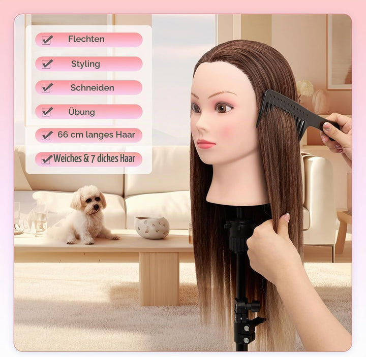 Neverland Frisierkopf Friseur Echthaar Übungskopf Friseurkopf Trainingsköpfe für Kinder (26” Ombre B