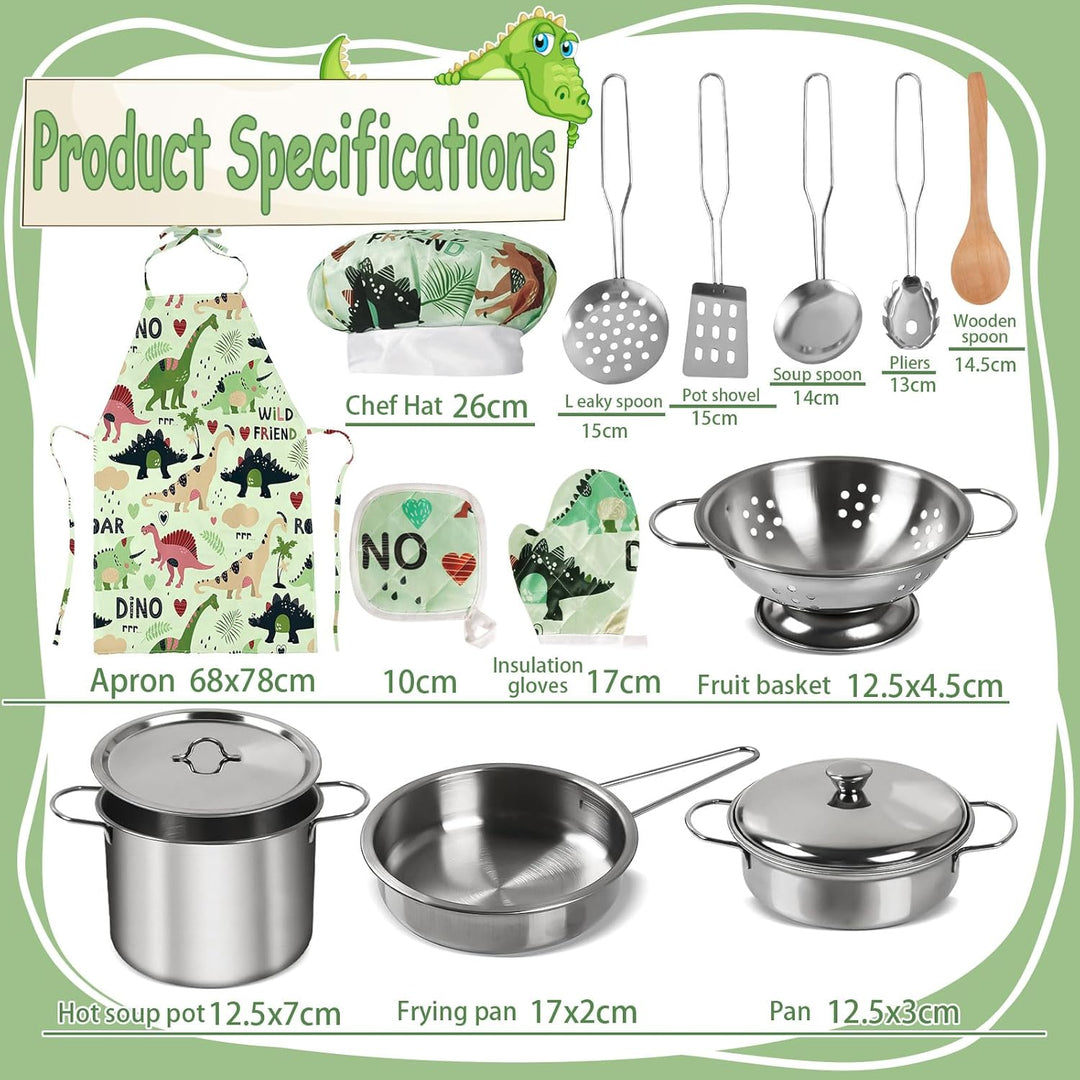 FAMKEEP 30Pcs Küchenspielzeug Zubehör Kinderküche Kochgeschirr Pfannenset Schürze und Kochmütze für