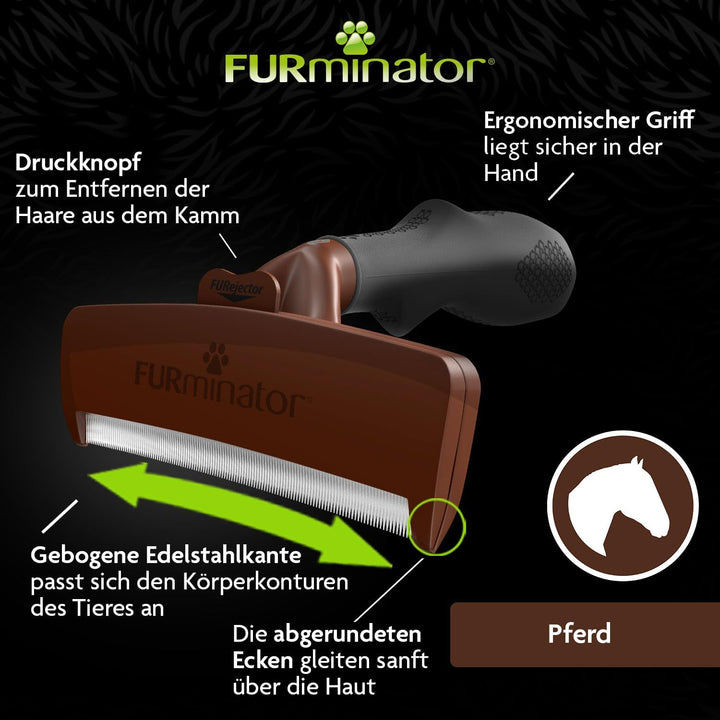FURminator deShedding-Tool Pferd - Pferdebürste / Pferdestriegel zur gründlichen Entfernung der Unte