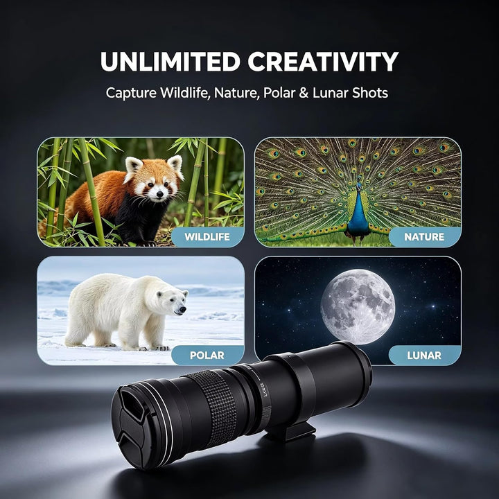 JINTU 420–800mm MF Teleobjektiv Kamera Zoomobjektiv F8.3 für Nikon SLR Kameras D780 D5600 D5500 D540