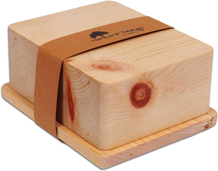 Dekobox Butterdose aus Zirbenholz inkl. Schieferplatte - Made in