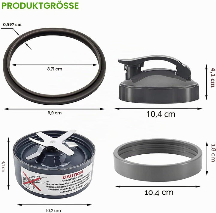 14 Stück Mixer-Ersatzteile Extraktor Klinge und Tassen für NutriBullet 600w & 900w Serie, einschlies