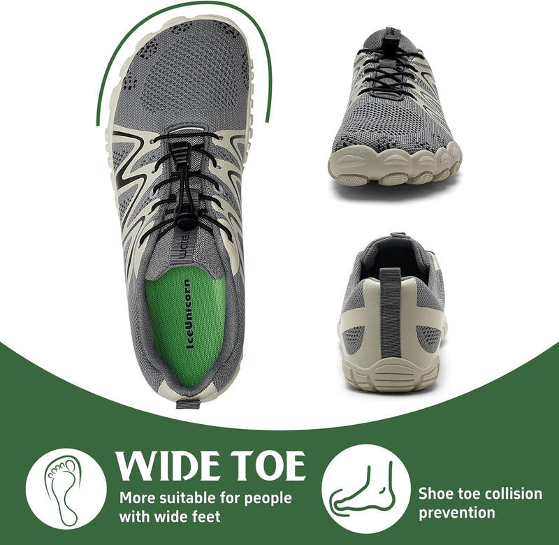 IceUnicorn Barfussschuhe Herren Damen Breite Traillaufschuhe Zehenschuhe Traillaufschuhe Unisex, 37
