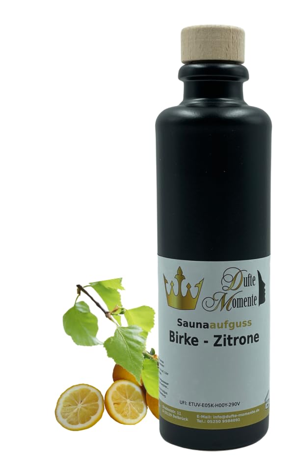 Dufte Momente | Saunaduft Birke-Zitrone 200ml in Steinzeugflasche mit Korkmündung | vegan, ohne Tier