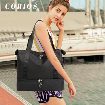 CORIOS Reisetaschen Duffle Bag für Damen/Herren Nylon Sporttasche Weekender Übernachtung Tasche Falt