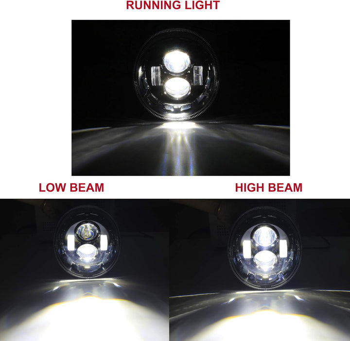 CPOWACE Schwarz 12V LED Frontscheinwerfer with E-Mark E-Prüfzeichen für Motorrad V espa GTS 300