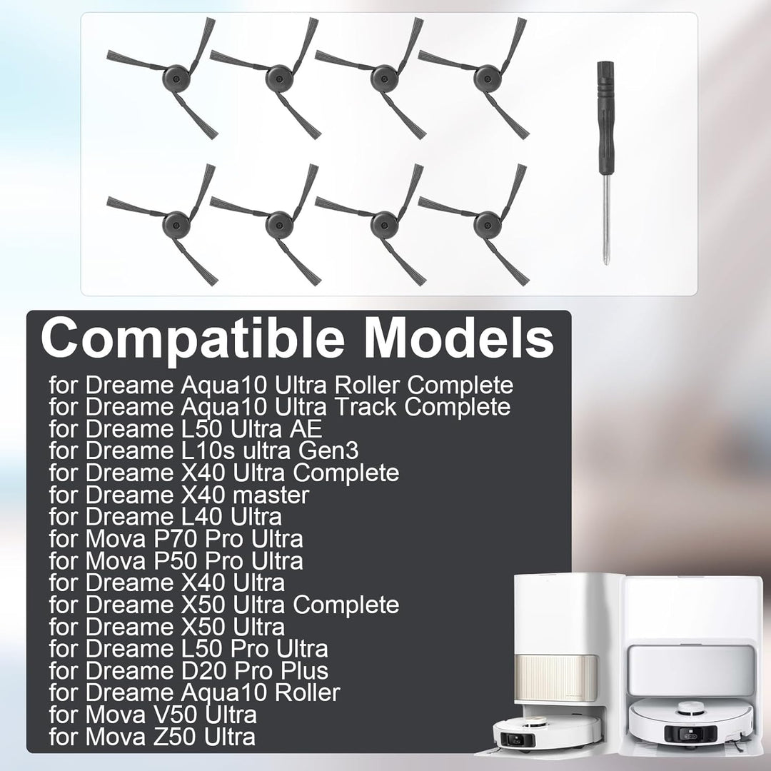 8 Stück Seitenbürsten für Dreame X40 Ultra/ X40 Ultra Complete/ X40 master/ L40 Ultra/ X50 Ultra Com