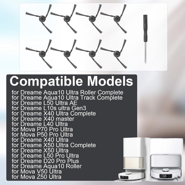 8 Stück Seitenbürsten für Dreame X40 Ultra/ X40 Ultra Complete/ X40 master/ L40 Ultra/ X50 Ultra Com