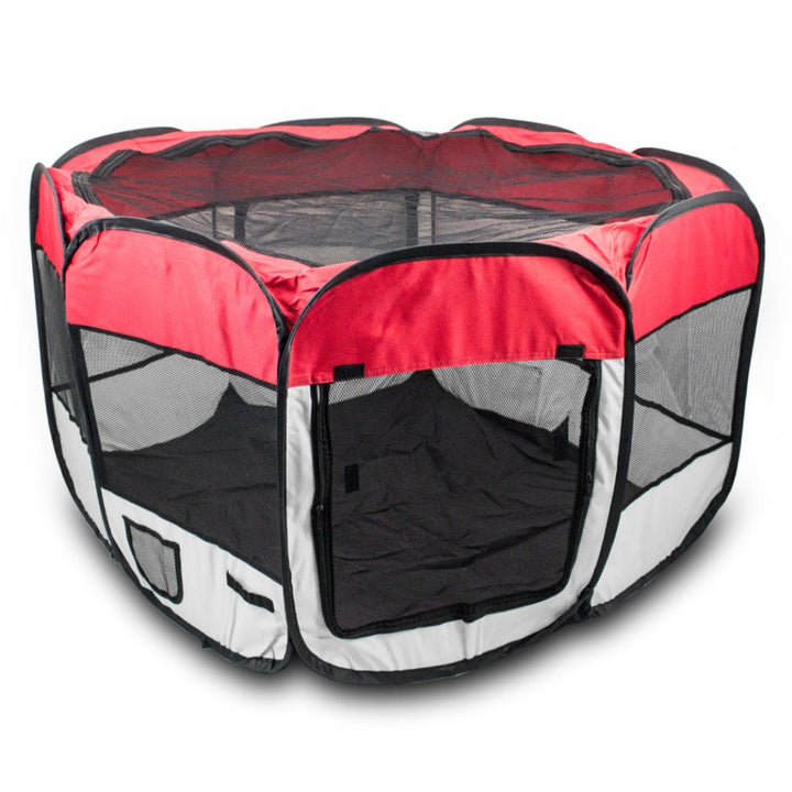 BITUXX® Welpenlaufstall Tierlaufstall Laufstall Tierauslauf Laufgitter Eckig Faltbar (Rot), Rot