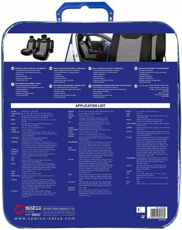 SPARCO SPC1016GR Komplettes Set Sitzbezüge Grau und Schwarz