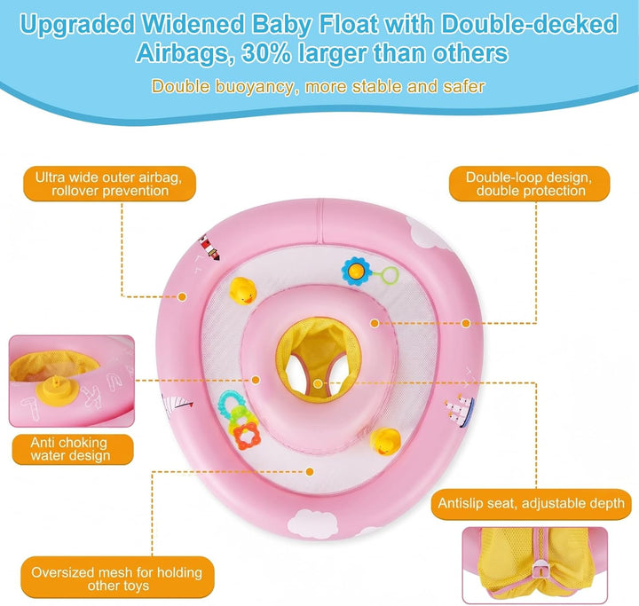 MYCARBON Baby Schwimmring mit verstellbare Schwimmsitz UPF50+ Sonnendach Spielzeug für Kinder Schwim