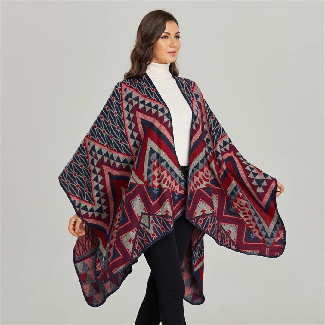 Damen Herbst/Winter Poncho mit Quaste, 130 * 150CM Warm Poncho-Schal Überwurf Strick Cape Elegant Um