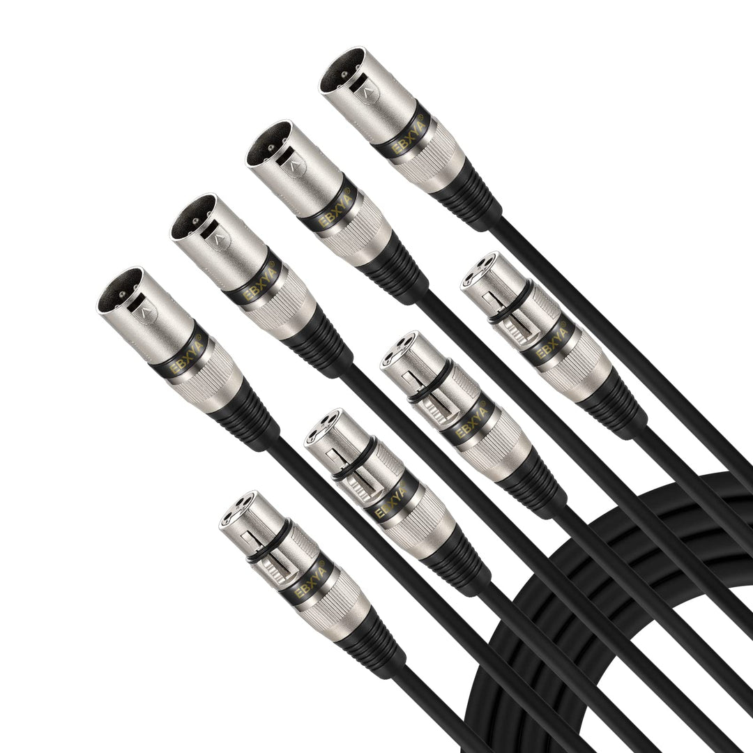 EBXYA XLR-Kabel Mikrofonkabel, 0,5 m, 4 Packungen, symmetrischer Stecker auf Buchse, XLR-Patchkabel