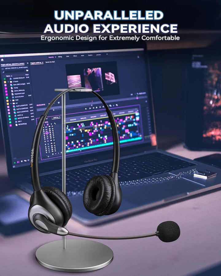 USB Headset Stereo mit Noise Cancelling Mikrofon und Lautstärkeregler, Wantek PC Kopfhörer für Busin