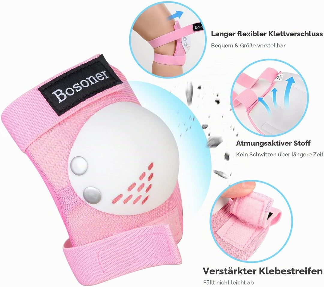 BOSONER Knieschoner Kinder Schoner Inliner Protektoren 6er Set Schützer Inliner Inline Skates Knie U