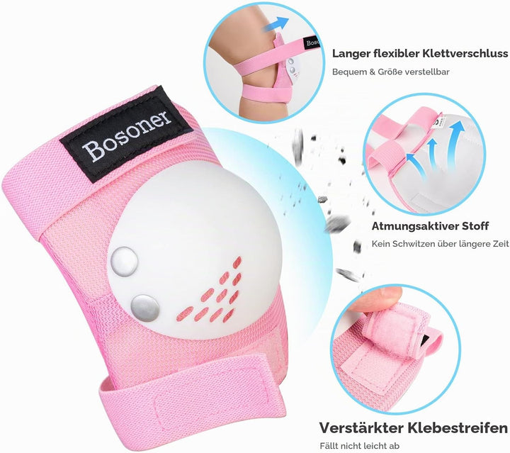 BOSONER Knieschoner Kinder Schoner Inliner Protektoren 6er Set Schützer Inliner Inline Skates Knie U