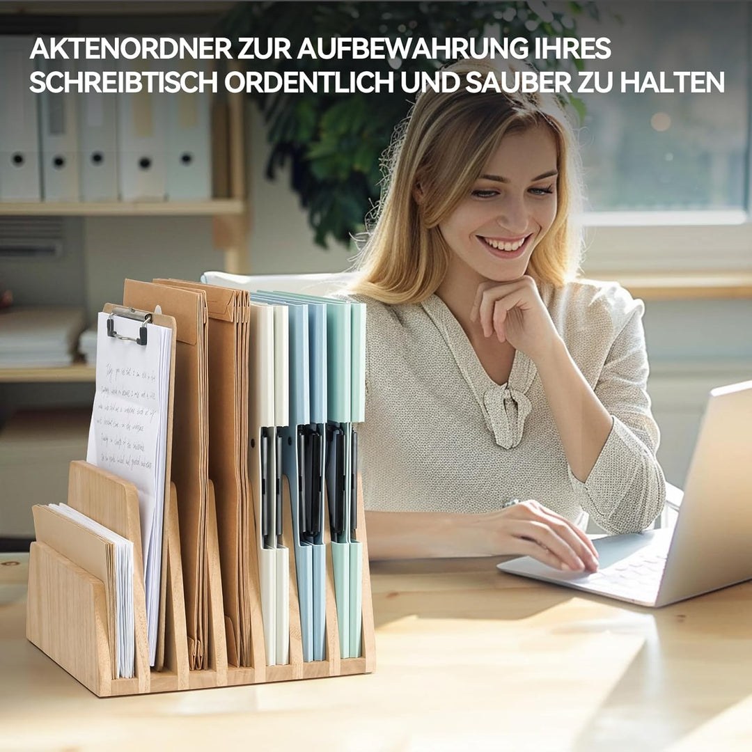 KIRIGEN hölzernen Schreibtisch Mail Organizer 7 Slots File Paper Holder Desktop Holz Dokument Letter