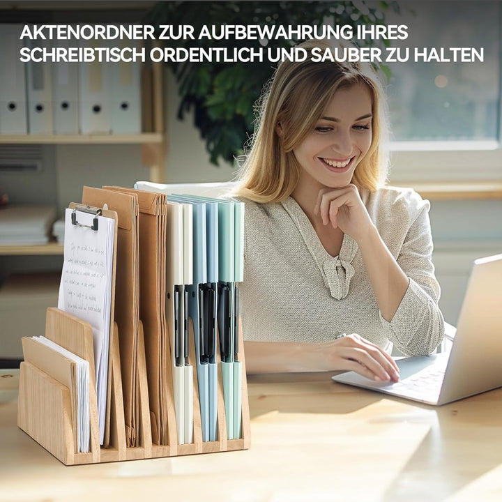 KIRIGEN hölzernen Schreibtisch Mail Organizer 7 Slots File Paper Holder Desktop Holz Dokument Letter