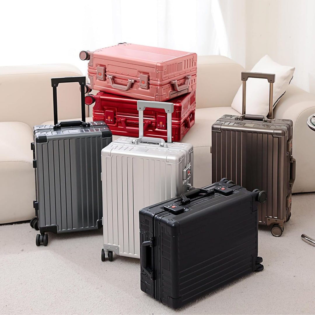 Simcat 100% Aluminium Koffer Handgepäck – Premium Hartschalenkoffer mit TSA-Schloss & 4 leise Doppel