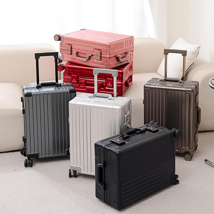 Simcat 100% Aluminium Koffer Handgepäck – Premium Hartschalenkoffer mit TSA-Schloss & 4 leise Doppel