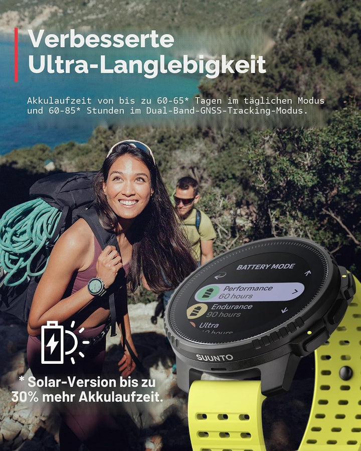 SUUNTO Vertikal: Abenteuer-GPS-Uhr, grosses Display, Offline-Karten, Solarladung Lime Black Edelstah