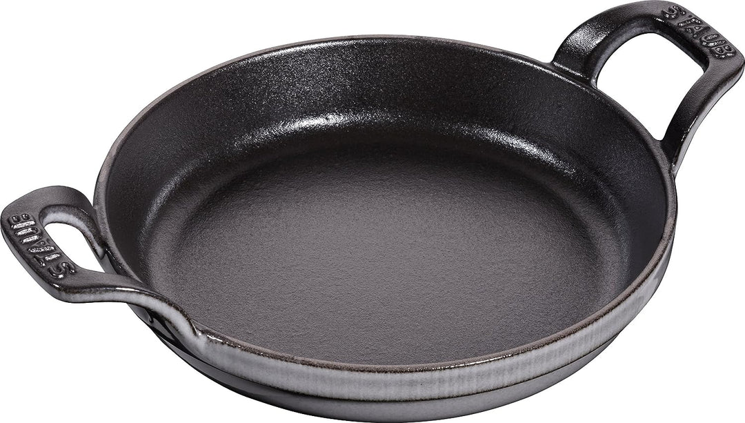 Staub stapelbare Auflaufform, rund (16 cm, 0,4 L mit mattschwarzer Emaillierung im Inneren der Aufla