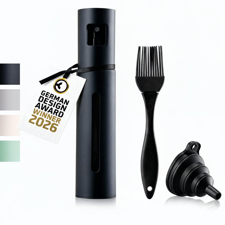 SCHMIDT & KRAMER Ölsprüher I hochwertige Öl-Sprühflasche aus Edelstahl & Glas, für gesundes Kochen I