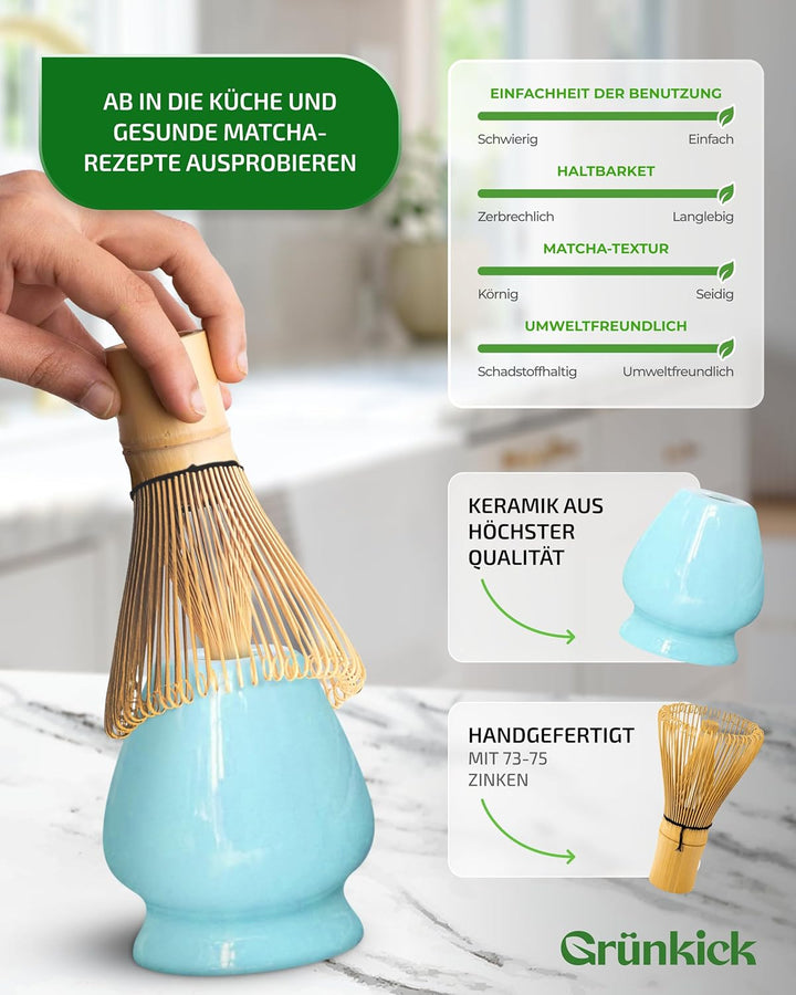 Matcha Set Schneebesen – Premium Matcha Tee Set mit Bambus Matcha Besen & Matcha Zubehör - Japanisch