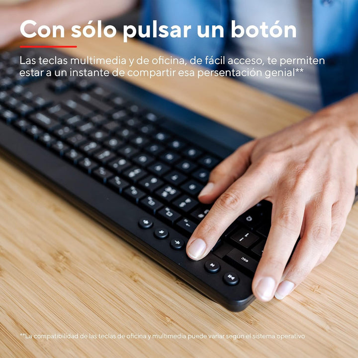 Trust Trezo Wireless Spanische QWERTY Tastatur und Maus, Langlebiges Design, leise und ergonomische